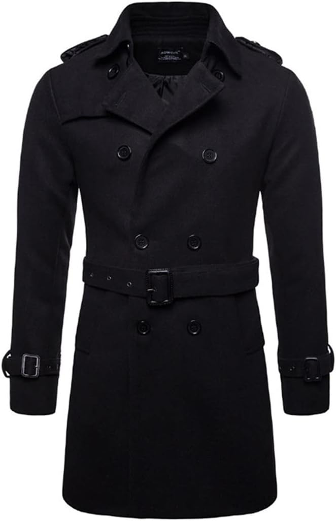 Haitpant Men Autumn Winter Double Breasted Windbreaker Jacket Europe America Long Wool Blends Pea Coat