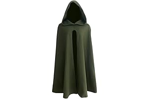 Green Cotton Cloak with Hood for Medieval and Halloween Enchantments