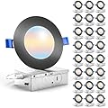 Sunco 24 Pack 4 Inch Ultra Thin LED Recessed Ceiling Lights Slim, Black, 700 LM, Selectable CCT 2700K/3000K/4000K/5000K/6000K, Dimmable 10W, Wafer Thin, Canless Downlight with Junction Box, ETL.
