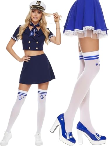 Image of ToBeInStyle Women's Over The Knee Thick Long Socks Thigh High w / 3 Contrast Stripe