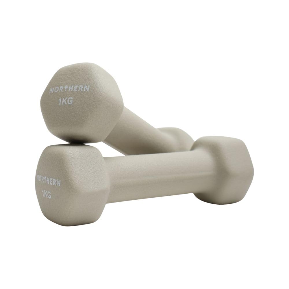 Northern Natural Stone Neoprene Hex Dumbbells Pair, 1kg–8kg Hand Weights for Home Gym Strength Training, Non-Slip Hexagonal Dumbbells for Fitness, Aerobics, Yoga & Toning (1kg x 2)