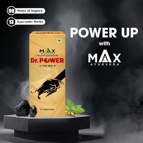 Image of Max Ayurveda Dr. Power Capsules for Men | 100% Ayurvedic & GMP Certified | Stamina, Power and Energy Booster | Pack of 10 (2 Capsules Each)