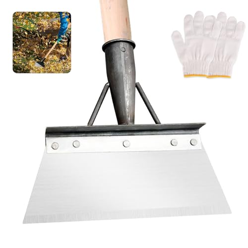 ALLOMN Garden Shovel, Multifunctional Garden Spade Shovel Outdoor Garden Cleaning Shovel Garden Scraper Flat Shovel Snow Removal Shovel with Gloves Patio Weed Remover Tool, NO Handle(25cm)
