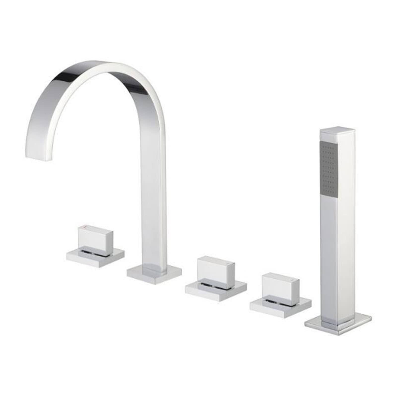 COSZWQDP Bath Mixer Faucets with Shower Faucet Brass 5 Holes Set for Bathtub