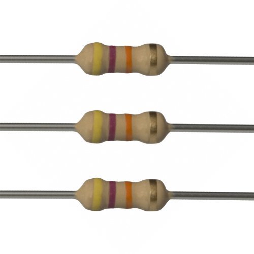 Image of BRANDED Carbon Film Resistor 1 /4 watt 4 Band Tolerance 5% - Total 100pcs Value (47K Ohms)