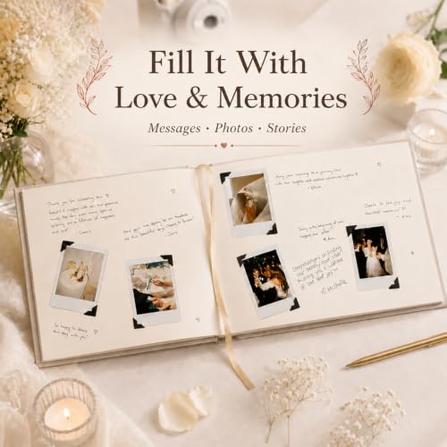 Image of Personalized Linen Wedding Guest Book, Custom Name & Date Hardcover Album