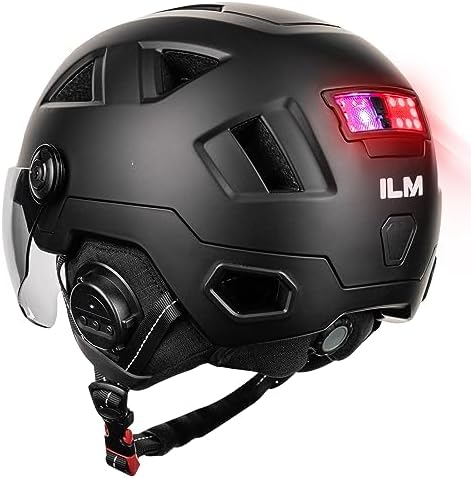 ILM Bluetooth Smart Bike Helmet Brake Warning LED Light Control NTA8776 CE CPSC Triple Certification Adult Bicycle Casco Men Women Matte Black Large X-Large