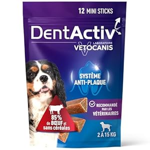 Vetocanis Dentactiv | Stick Dentaire pour Chien | Friandises Gourmandes | Hygiène et Santé | Riche en Viande | 85% de Boeuf | Recommandé par Les Vétérinaires | pour Chien 2 à 15 kg