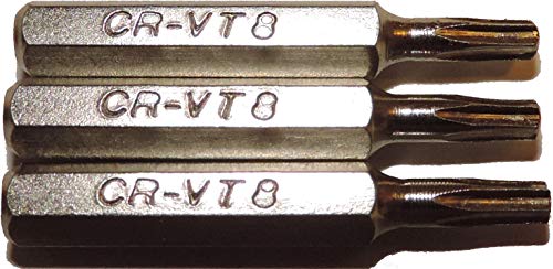 3 Replacement T8 Torx Bits for 1/8