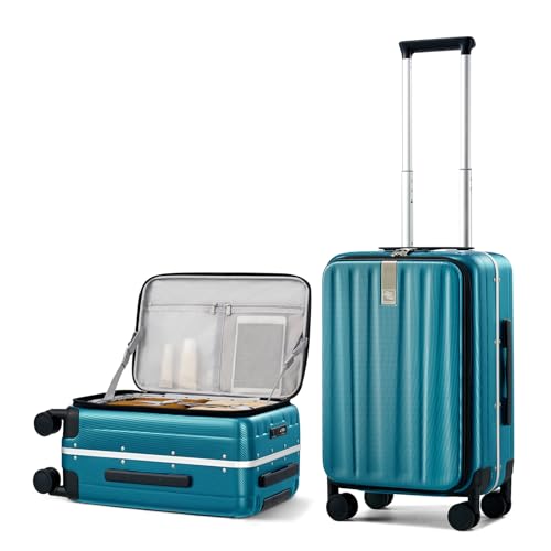 Image of Hanke 16 20 24 26 Inch Carry On Suitcase PC Hardshell Luggage Top Open Aluminum Frame Rolling Suitcases with Wheels Travel Luggage for Womem Men, Caribbean Blue, 20 Inch, Top Opening Hard Shell Carry
