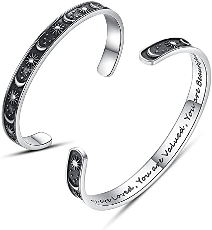 SAM & LORI Teen Girls Gift Inspirational Cuff Bracelet for Women Sister Best Friend Teenage 16 Year Old Motivational Engraved Friendship Nurse Students You Are Loved You Are Valued You Are Beautiful