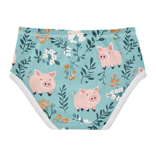 Wusikd Cute Pig Girls' Underwear Cotton Turquoise Girls Briefs Soft Toddler Underwear 2T2