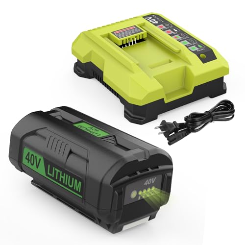 Securelyte 6.5Ah Replacement for Ryobi 40v Battery and Charger Combo Compatible with 40 Volt ryobi Lithium Battery OP4026 OP40601 OP4050A OP4040 OP4030 OP4050 with OP401 40 Volt Charger