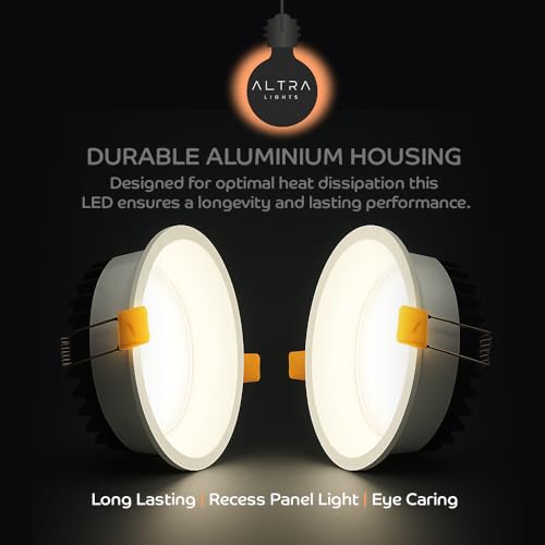 Image of 12W Deep Down LED Round Panel Light | Bright Modern Surface Ceiling Light for False Ceiling & POP Roof | Energy-Efficient Light | Cool White, White Aluminium Body | Pack of 8