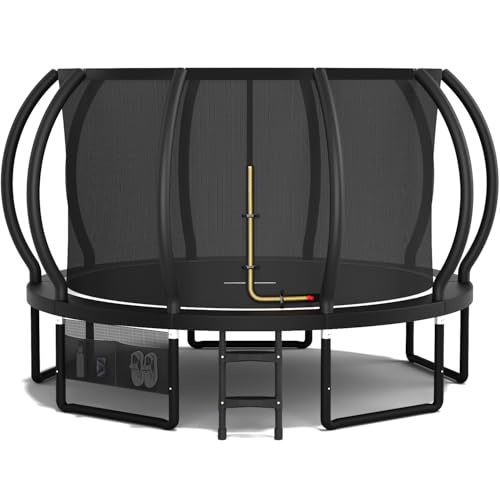 Devoko Trampolin Outdoor Ø 228/305/366/427 cm, GS-Zertifikat, Kindertrampolin Gartentrampolin mit Sicherheitsnetz, Rundes Riesentrampolin mit Leiter und Schuhbeutel
