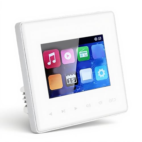 PUSOKEI Wall Mount Music Amplifier, 2.8 inch Smart Ceiling Speaker Background Music Controller with HD Screen, Bluetooth, FM Radio, Timer and Multi Format Support