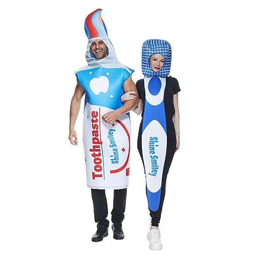 ReneeCho Toothbrush and Toothpaste Costume Halloween Couple Costume Tooth Brushing Costume for Men Women Funny Outfit