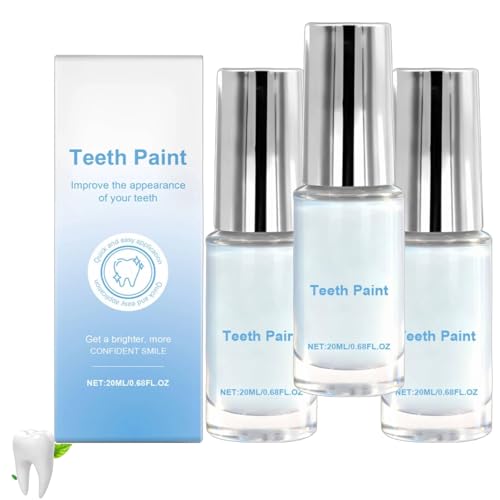 Pintura dental blanqueadora, pintura dental blanca sobre dientes blancos, pulimento dental de larga duración, cuidado dental blanqueador suave, fácil de usar (3pcs)