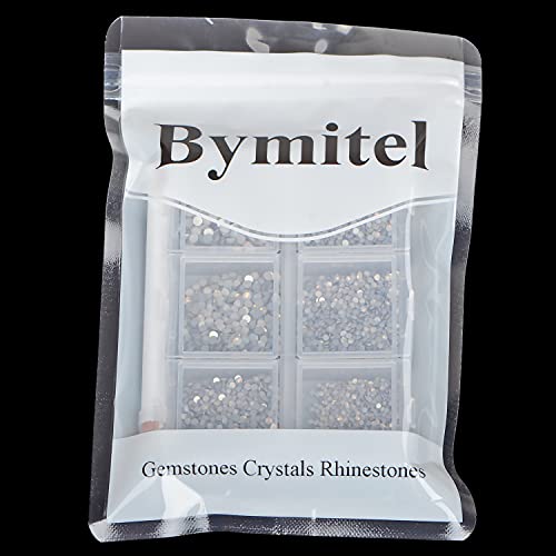 Image of 7200 Pieces Nail Rhinestones, Non-Magnetic Round Glue, Flat Crystal Crystals, for Jewelry Making with a Pen of Your Choice (6 Sizes, 7200 Pieces, White Opal)