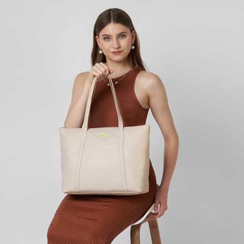 Image of Caprese Jimny 14 Inch Laptop Compatible Large Tote Bag for Women | Stylish, Durable, and Spacious with Multiple Compartments, Back Zipper Pocket for Work, Travel, and Everyday Use