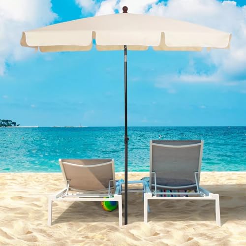 Sombrilla rectangular contra el calor en la playa con botón de inclinación 3