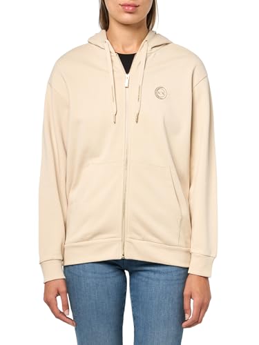 Armani Exchange Women's Circle Moon Graphic French Terry Zip Up Sweatshirt, Mirage, Small