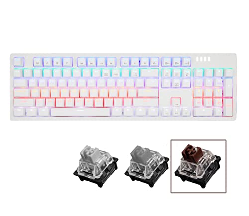 Abko K515 Rgb Gaming Quick Swap Switch Mechanical Keyboard (English/Korean Keycaps) (White, Brown Switch) #TOP2