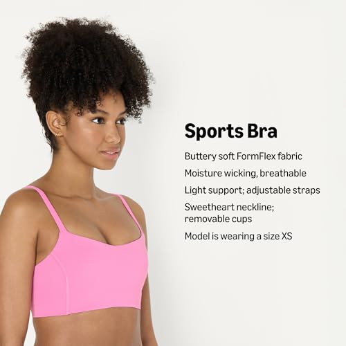 Image of Amazon Essentials Women's Active FormFlex Buttery Soft Light Support Sweetheart Neck Yoga Sports Bra with Removable Cups, Breathable, Moisture Wicking