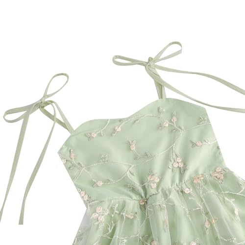 IDOPIP Embroidery Flower Girl Lace Dess for Kids Party Wedding Bridesmaid Tulle Dresses Princess Pageant Birthday Floral Gown4