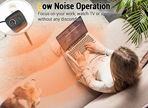 Space Heater, 1500W Electric Heaters Indoor Portable with Thermostat, PTC Fast Heating Ceramic Room Small Heater with Heating and Fan Modes for Bedroom, Office and Indoor Use by Aikoper - Image 7