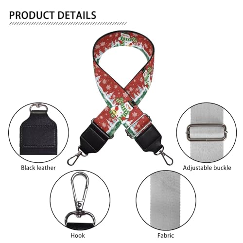 Image of Talayituse Christmas Snowman Tree Snowflake Print Shoulder Strap Wide Purse Bag Strap Christmas Decoration Adjustable Replacement Belt Luggage Crossbody Shoulder Bag Strap for Women Girls