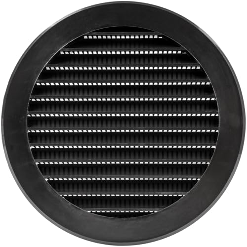 Vent Systems Copertura per intradosso nera da 12,5 cm/125 mm - Prese d'aria rotonde - Copertura per griglia - Zanzariera incorporata - Prese d'aria HVAC per bagno, ufficio domestico, cucina