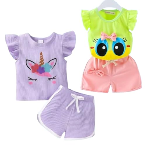 Image of 4YOU DRESSES Beautiful Cotton Blend Fabric Top and Shorts For Girls(Pack Of 2)