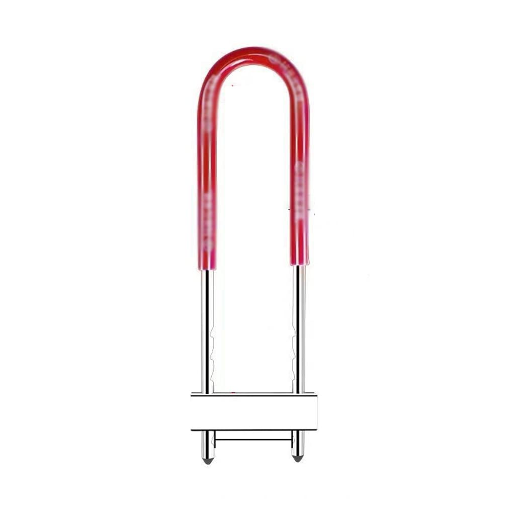 Candado en U para Bicicleta, candado en Forma de U para Exteriores, para Puertas de Cristal, para Bicicletas, Motocicletas, Resistente, Herramienta de Seguridad para Ciclismo (Rojo)