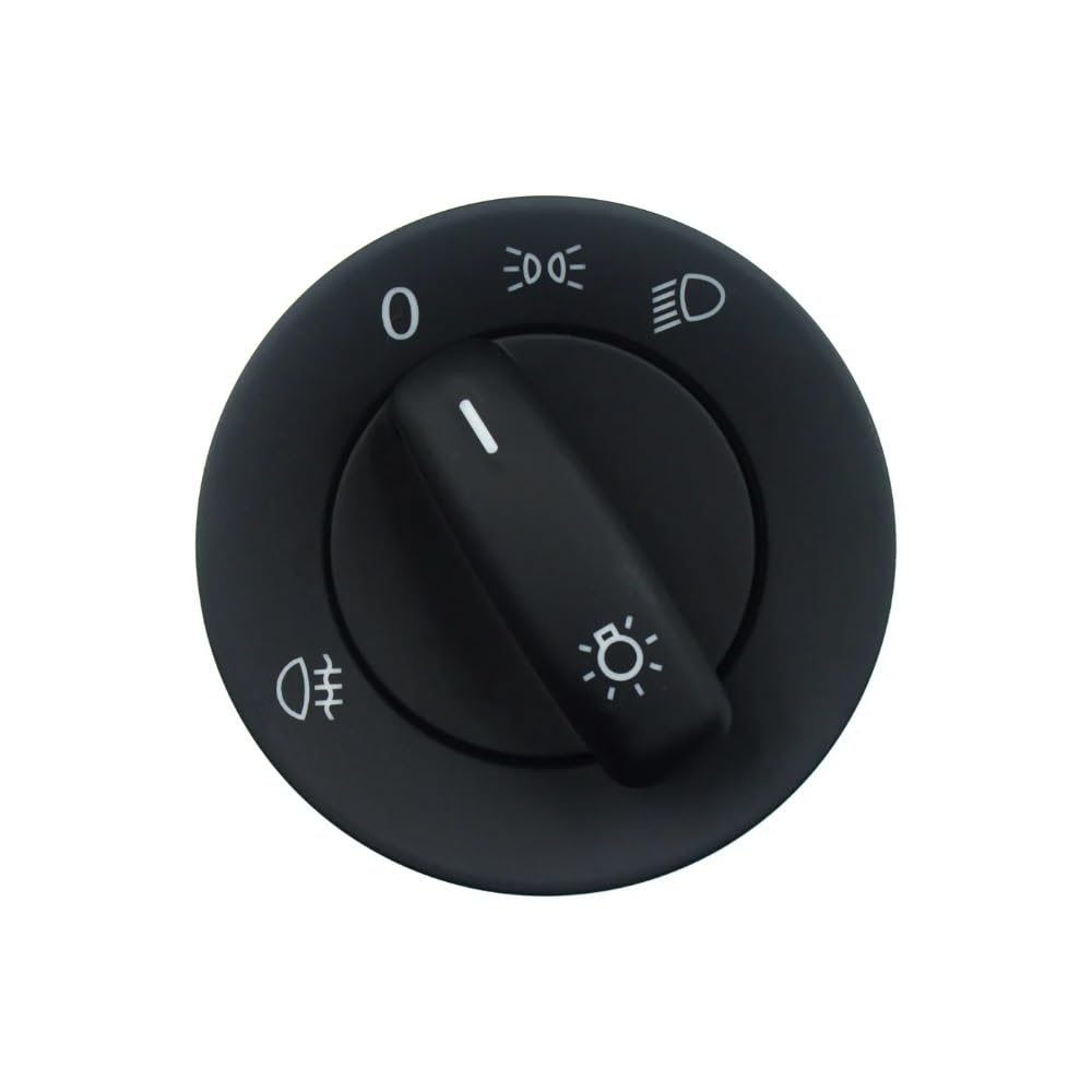 Interrupteur de commande de phares robuste avec bouton rotatif noir 1T0941431B