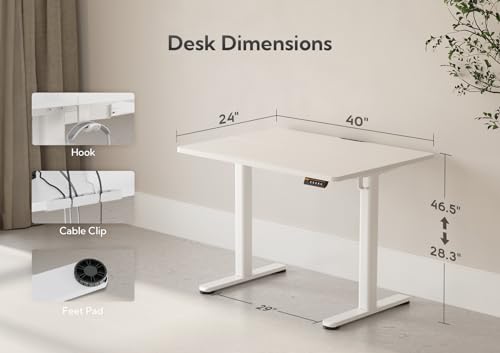image for Claiks Electric Standing Desk, Adjustable Height Stand up Desk, 40x24 