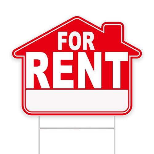 GXGGUS For Rent Sign with Stakes 1-Pack 17x13 Double-Sided Signs Corrugated Plastic H-Metal Stakes Real Estate Sign