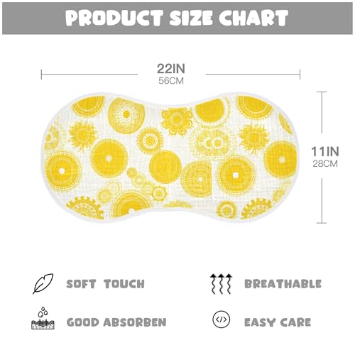 xigua Yellow Sun Muslin Baby Burp Cloths Set of 2, Super Soft & Absorbent Burping Rags, Cotton Burp Clothes Shower Gift for Newborn, Baby Girls and Boys4