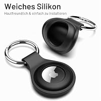 JETech Silikon Hülle für AirTag, Schwarz/Helles Lila/Himmelblau/Matcha Grün – Ansicht 3