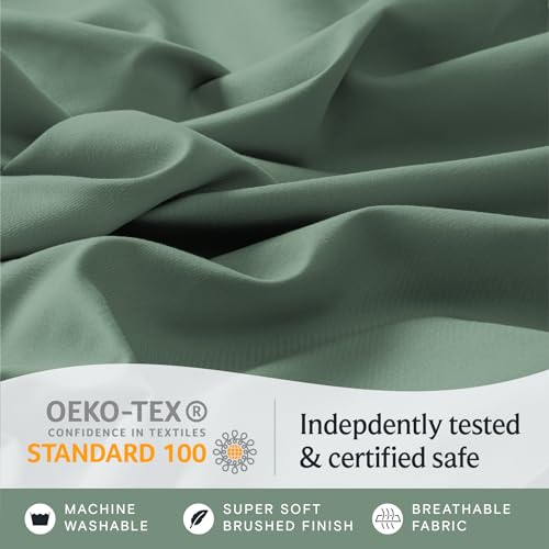 Image of LuxClub 3 PC Sheet Set Sheets Deep Pockets 18 inch Eco Friendly Wrinkle Free Sheets Machine Washable Hotel Bedding Silky Soft - Tree Moss Green Twin