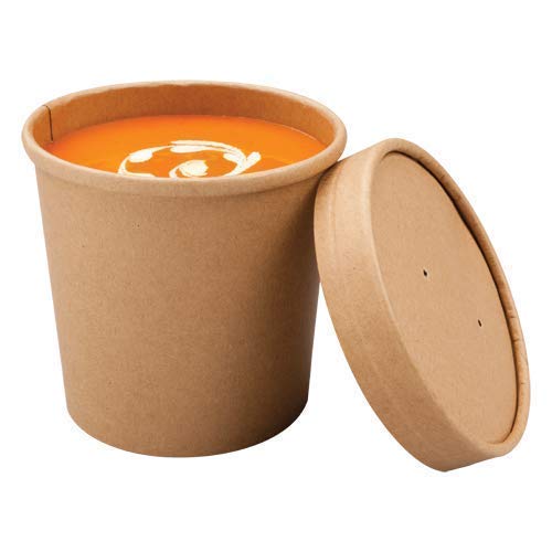 We Can Source It Ltd – 12oz Disposable Round Kraft Paper Food Containers with Vented Lids – Heavy Duty Food Containers for Soup, Ice Cream, Stew – For Food Trucks, Grocery Stores – Pack of 100