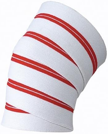 Power Lifter Weight Lifting Knee Wraps Supports Gym Training White/red