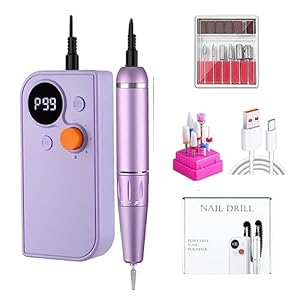Nail Grinding Machine 30000RPM Rechargeable Nail Drill Machine for Polished Exfoliation with LCD Display, Low Noise Nail Drill Sander for Gel Nails for DIY Home or Salon Mani-Pedis