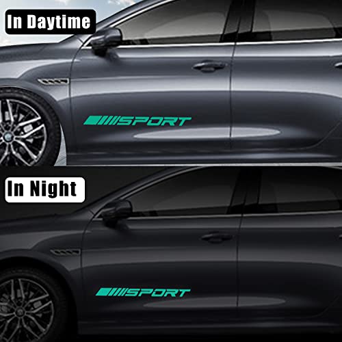 Image of Pincuttee 14pcs Car Decal Stickers,Wheel Rim Decal Sticker,Sport Logo Reflective Stickers,Sport Emblem Car Rear Bumper Sticker,Rear Mirror Decals for All Vehicles(Green,14PCS)