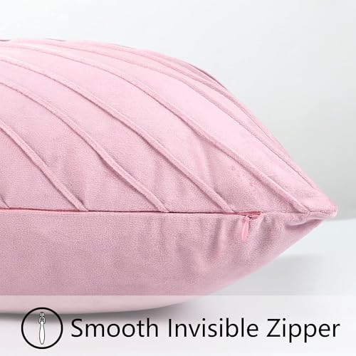 Image of Velvet Throw Pillow Covers 18x18 Pack of 2 Gold Decor Blush Pink