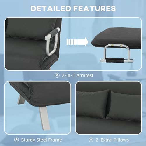 HOMCOM Faux Suede 2-Seater Click-Clack Sofa Bed