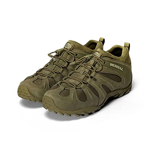 Image of Merrell Men's Chameleon 8 Stretch Tactical Work Shoes, Waterproof Nubuck & Mesh Upper Ultra-Lightweight Hiking Combat Boots