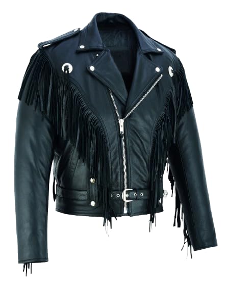 Vintage Biker Fringe Leather Jacket – Premium Motorcycle Style with Tassels & Conchos2