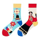 NxnChc Lustige Socken Für Damen Und Herren Unisex Viele Korea MotiveTier Essen Obst Sport Kunst Aus Baumwolle Geschenk Asymmetrische Muster Links Und Rechts