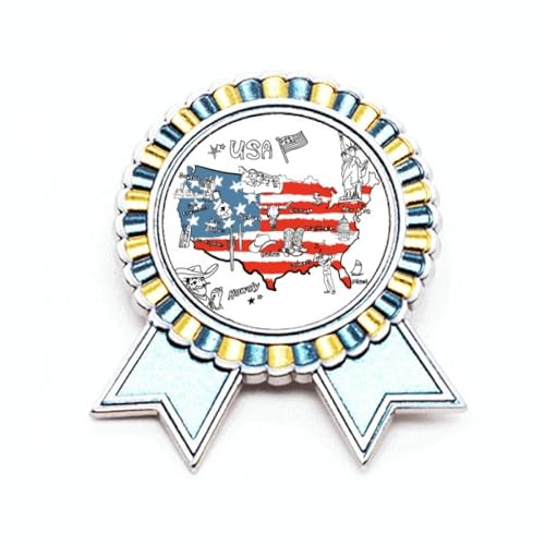 Broche Carte de l'Amérique en métal durable avec médaille de prix M